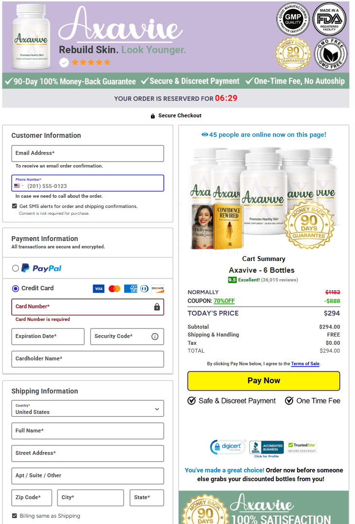 Axavive order form